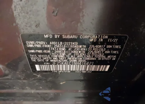 2022 Subaru Forester Premium from USA, damaged, VIN JF2SKAEC1NH416421